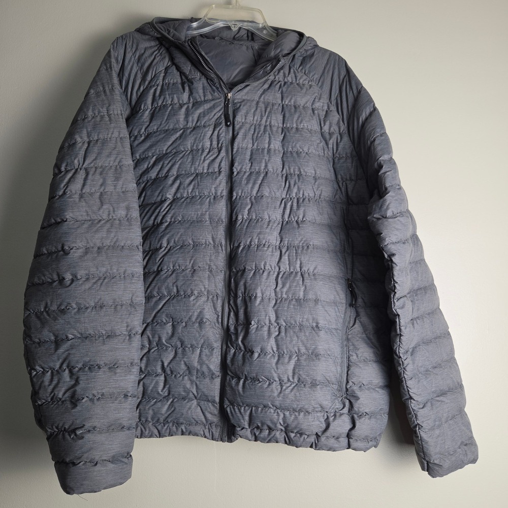 32 Degrees Mens Gray Heather Down Fill Hooded Puffer Jacket Size XL